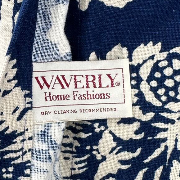 Waverly Floral Jacobean Ruffled Edge Pillow Sham Set Standard Blue Cream - Picture 5 of 5